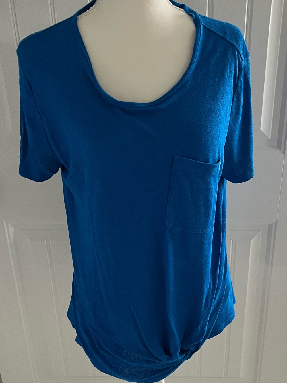 Ralph Lauren Women's Short-Sleeve Scoop Neck Pocket Tee in Royal Blue
